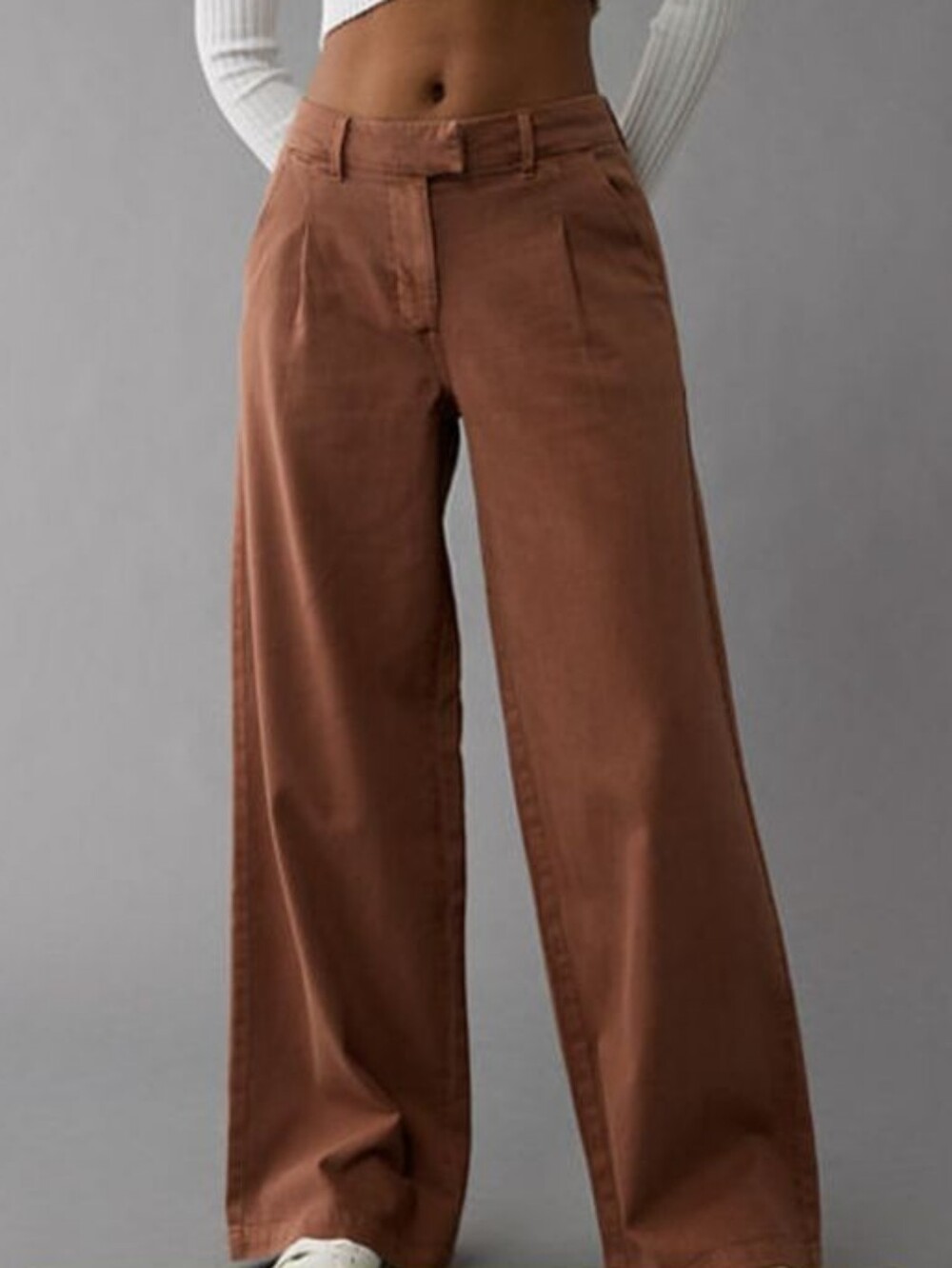American Eagle Dreamy Drape Pleated Trouser Wide Leg Brown Pants SZ 2 Academia